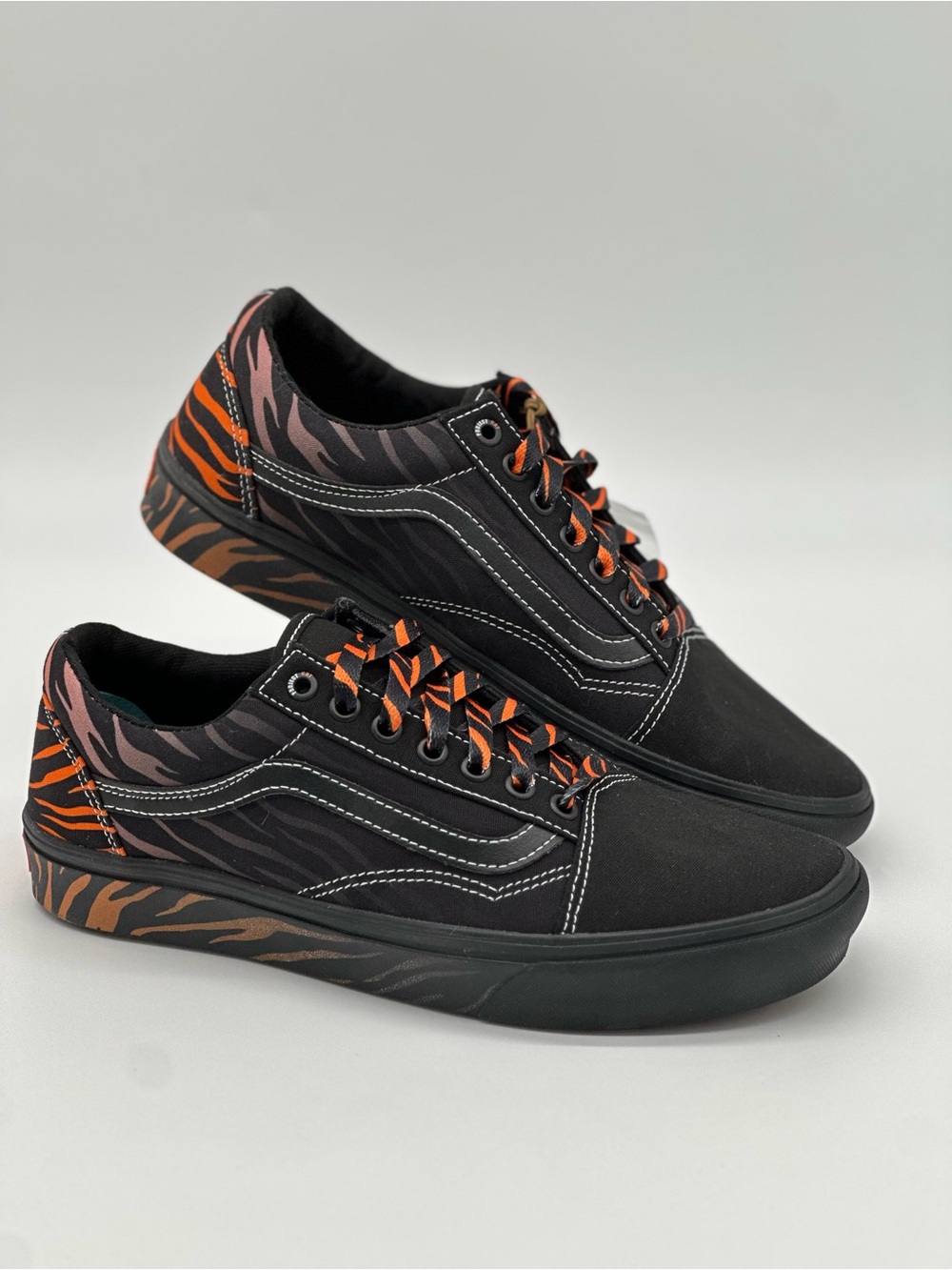 Vans Black Sneakers with Orange Zebra Accent